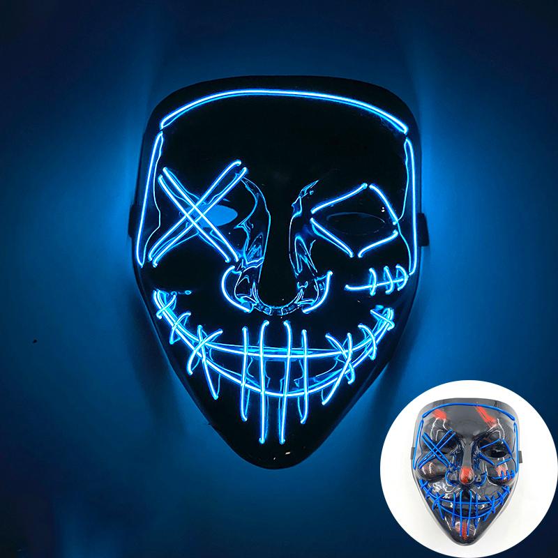 Wireless Scary Glowing Mask LED Luminous Purge Mask Halloween Carnival Light Up Cosplay Party Mask Festival Costume Supplies