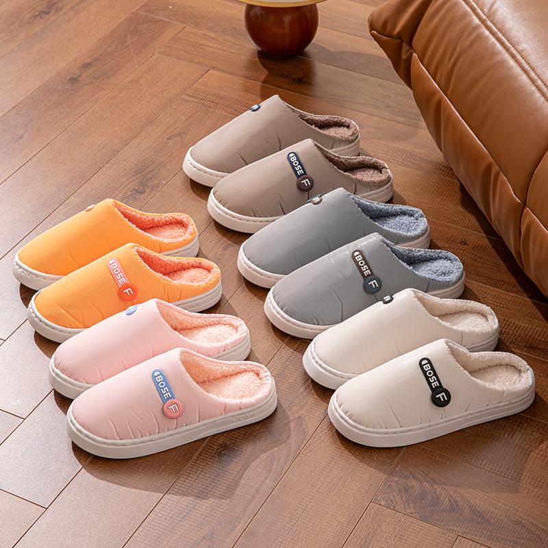 Thickened couple plush slippers autumn and winter cute cotton shoes couple home warm lightweight comfortable shoes