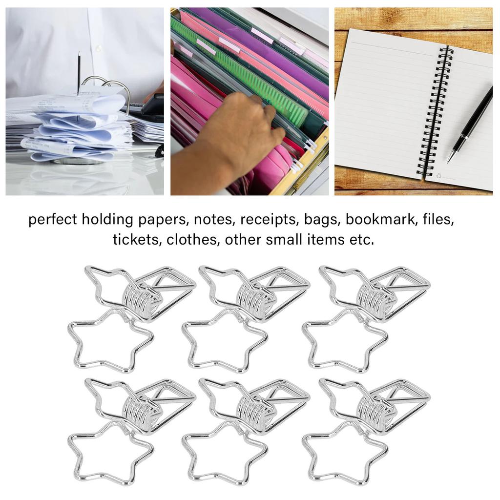100Pcs Star   Clips Hollow Out Cartoon   Strong Clamping Sturdy Small Paper Clips for Documents Clothes Papers
