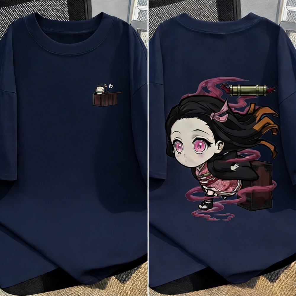Plus Size Demon Slayer Anime Printed Unisex Women Tshirt Casual Parent Child Top Fashion Summer Street Wear Y2K Harajuku Style