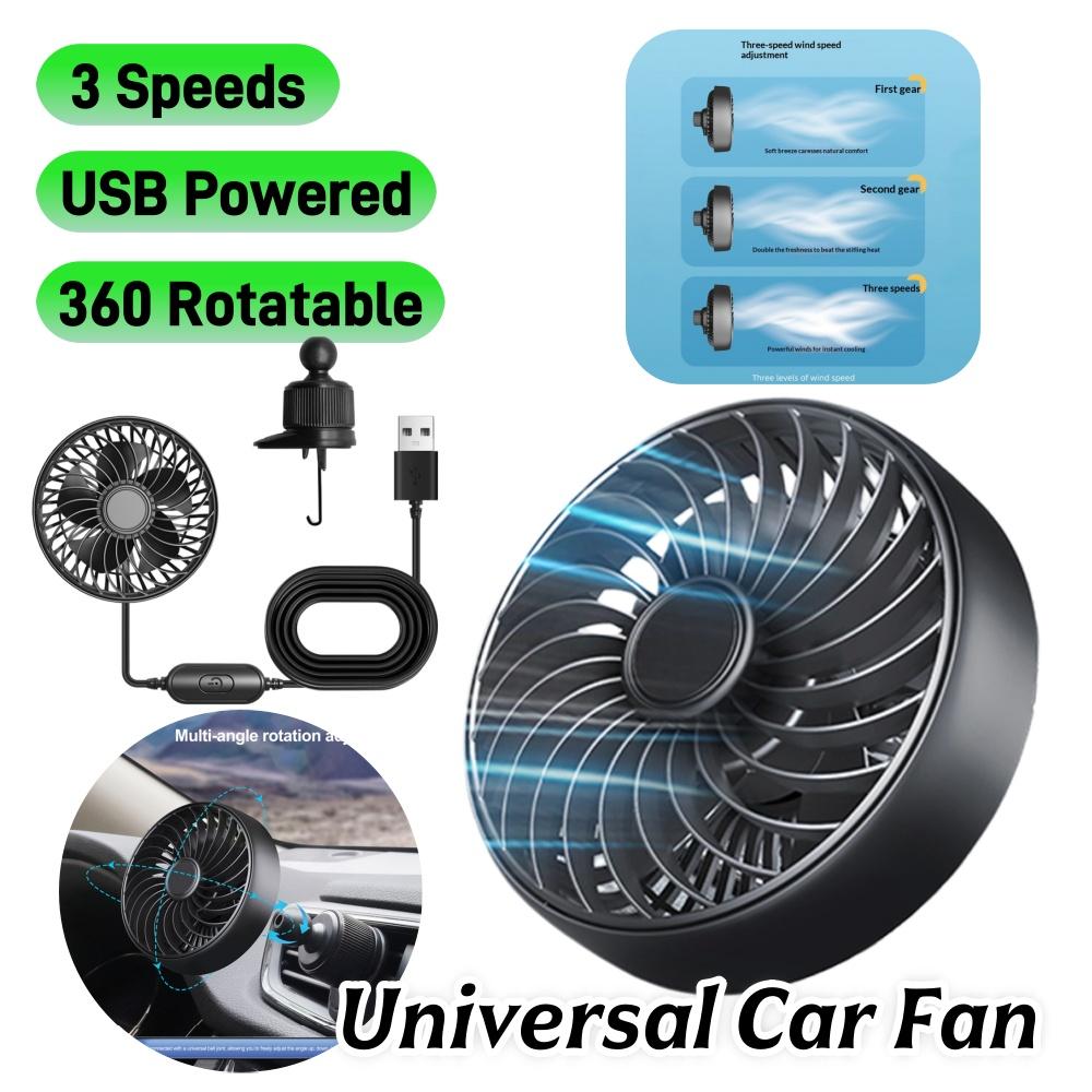 Universal Car Cooling Fan Single Head 360 Rotating 3-speed Adjustable Ventilation Fan Strong Wind Electric Mini Car Fan Cooler