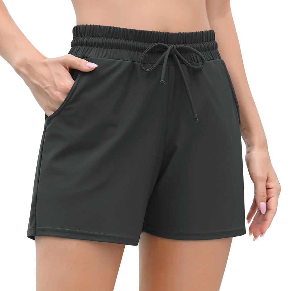CHARMLEAKS Charmo Damen-Badeshorts, einfarbig, Tankini-Unterseite, Träger-Bademode, Slips, Jungen-Shorts mit Taschen