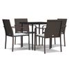 VidaXL Ensemble à Manger de Jardin avec Coussins 5 pcs, Chaises à Manger avec Accoudoirs, Ensemble de Meubles avec Table, 3186938