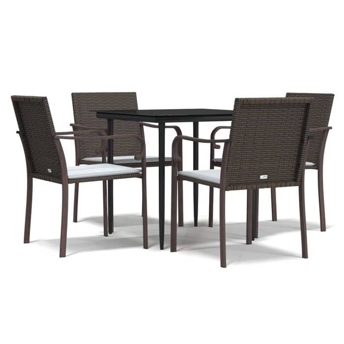 VidaXL Ensemble à Manger de Jardin avec Coussins 5 pcs, Chaises à Manger avec Accoudoirs, Ensemble de Meubles avec Table, 3186938