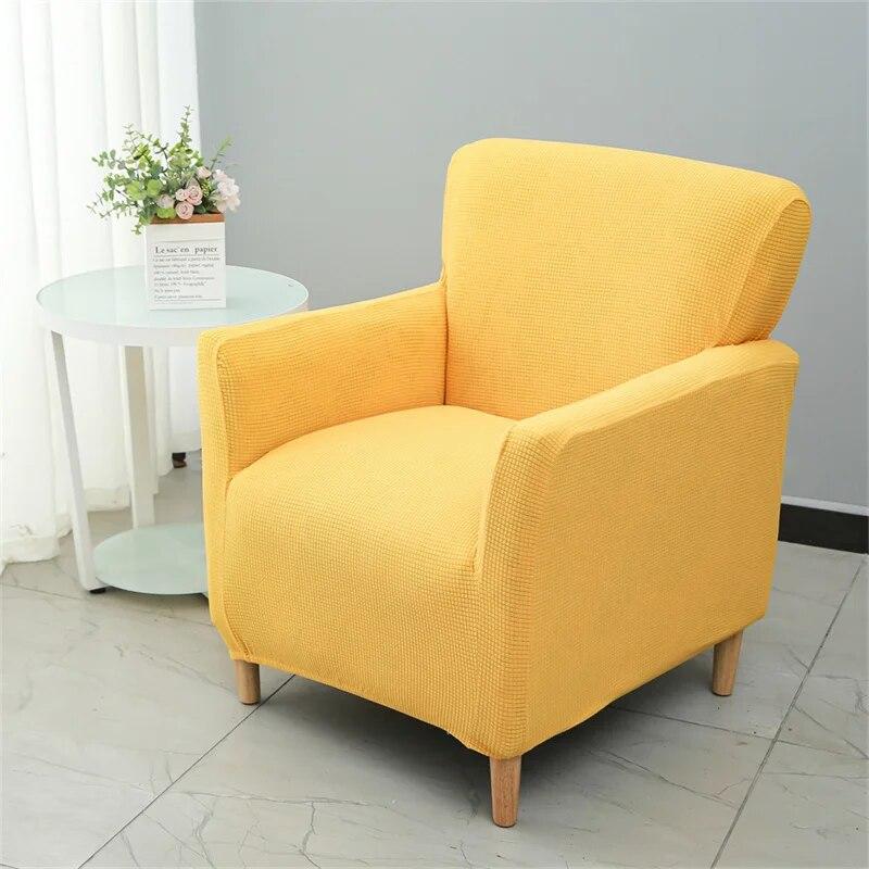 Solid Color Tub Club Armchair Cover Stretch Sloping Arm Back Slipcover Soft Single Small Chair Seater Sofa Covers For Home Club