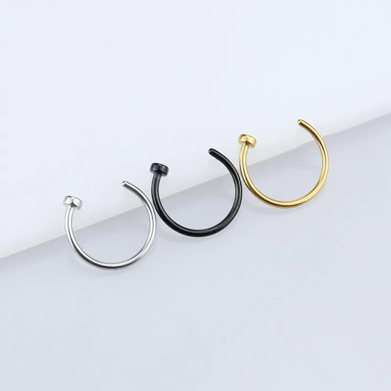 2/6Pcs Fake Nose Rings for Women, 316L Stainless Steel Lip Rings Labret Ring Nostril Hoop Piercing Studs Nose Piercing Jewelry