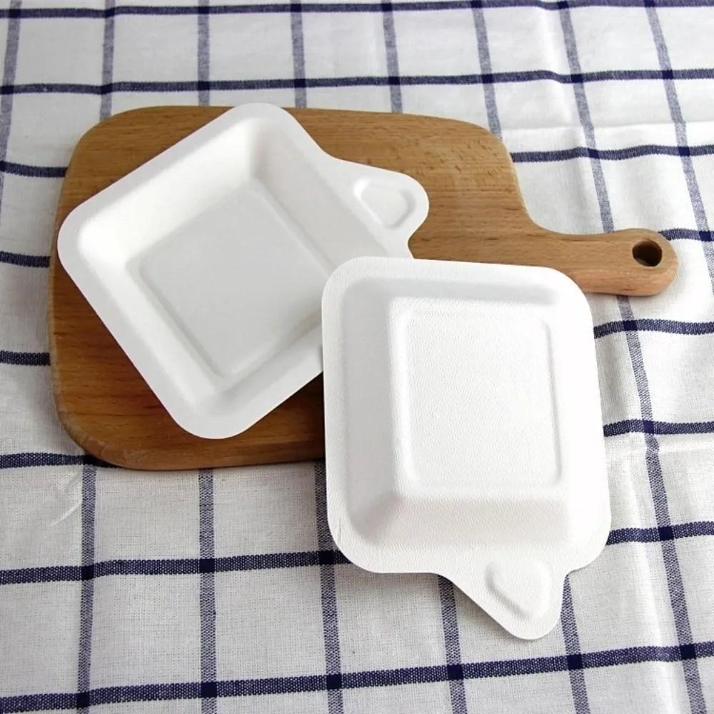 50Pcs Disposable Paper Plates Thickened Small Bowl Tray Set Cake Tableware Picnic Birthday Party