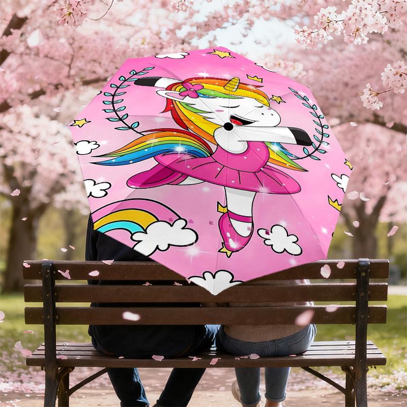 1PC Unicorn Ballet Umbrella-8-Rib Reinforced Portable Folding Travel Suitable for All Seasons Outdoor Daily Use-G363