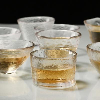 Japanese-Style Handmade Hammered Glass Small Teacup Sake Cup Tea Glass Cup