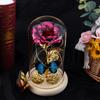 Galaxy Glass Rose Eternal Crystal Flower Birthday Gift Light Up Rose In Glass Dome with Butterfly for Mom Sister Mothers Day Gifts Holiday Gifts