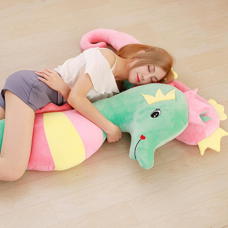 50-160Cm Cartoon Rainbow Long Striped Seahorse Plush Doll Pillow Soft Cute Sea Animal Plush Toy Home Decor Gift For Children