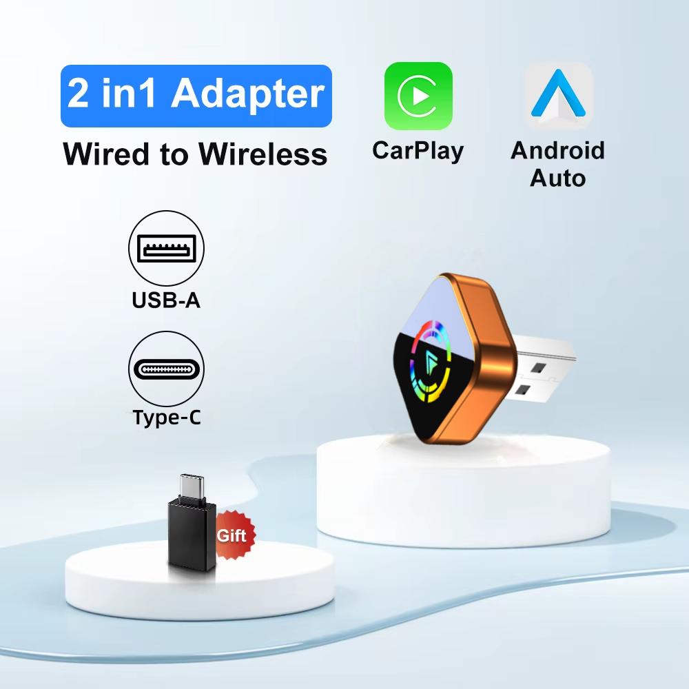 

Carplay Adapter Wireless USB A Type C for Apple Carplay and Android Auto Connection Supports Both Wireless And Wi-Fi Connections Type 3