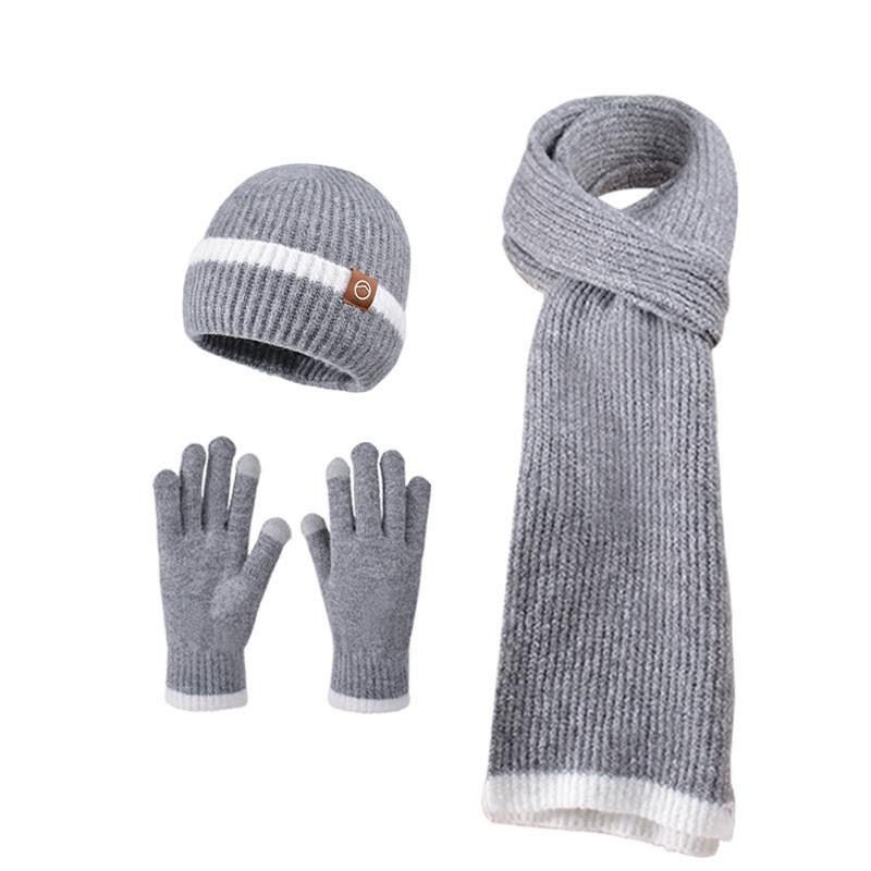 Classic Knit Hat Scarf Gloves Winter Set With Windproof Warmth For Women