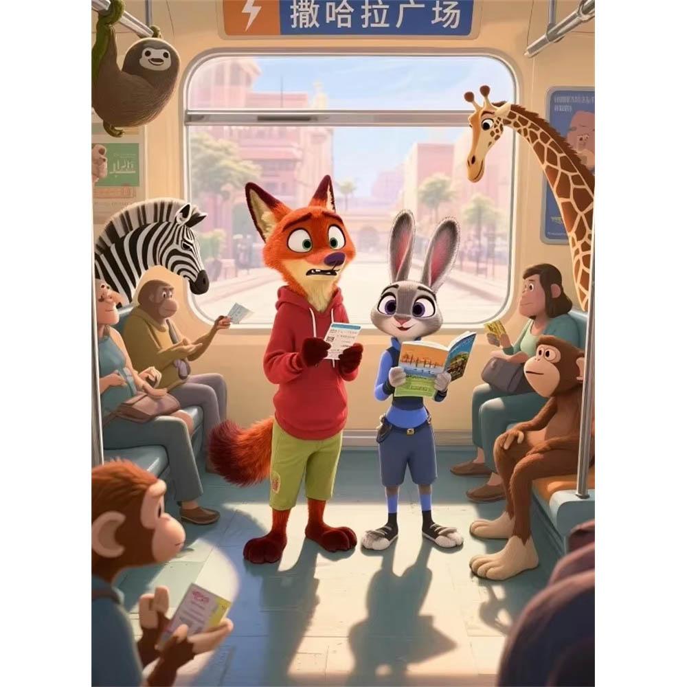 Disney Zootopia Judy Nick 5D Diamantové malování Plné diamantů DIY Ručně vyráběné diamantové malování Kreslený dekorativní malířský set