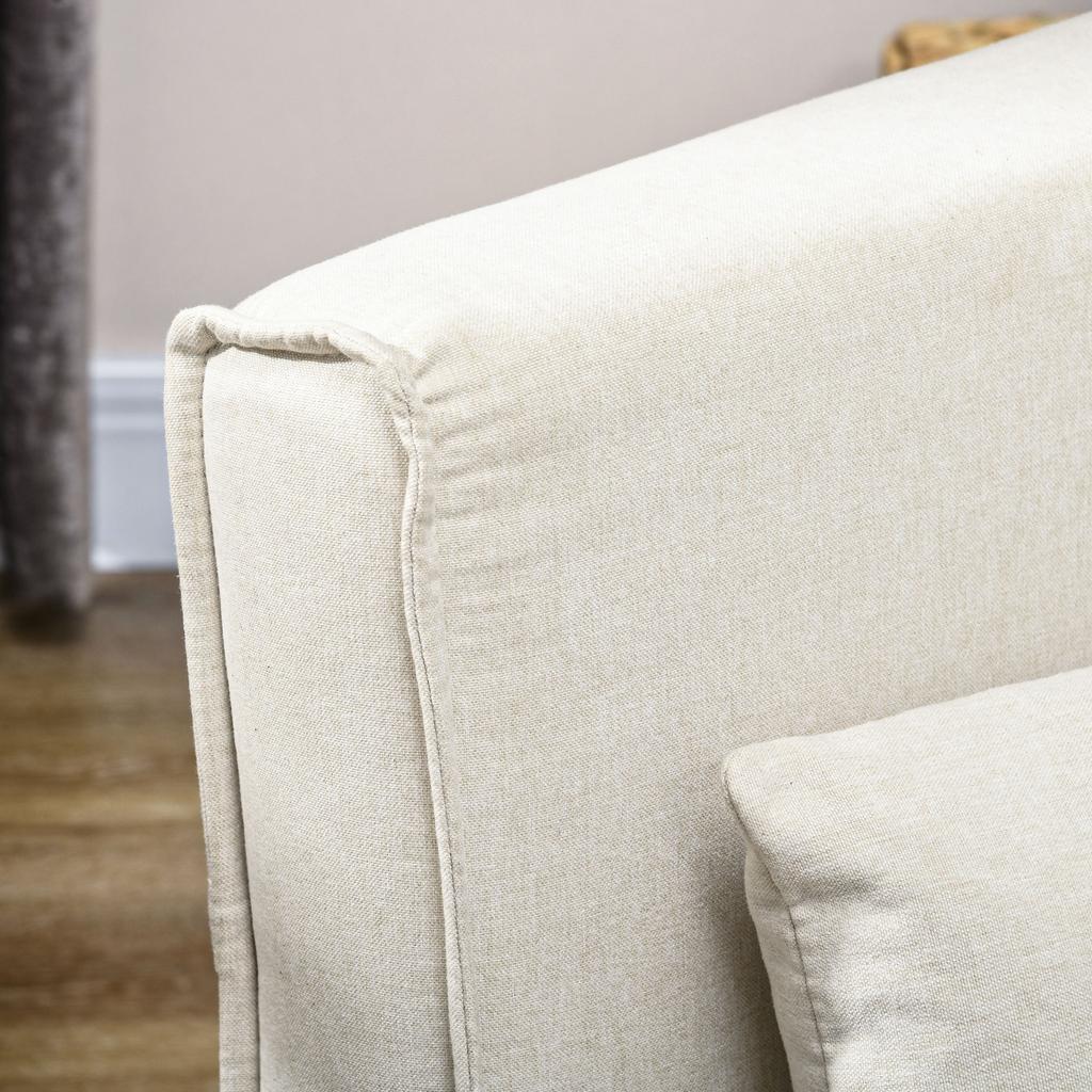 Sleeper Chair, 6-Level Adjustable Backrest, Linen Look, Up To 120 Kg, Cream
