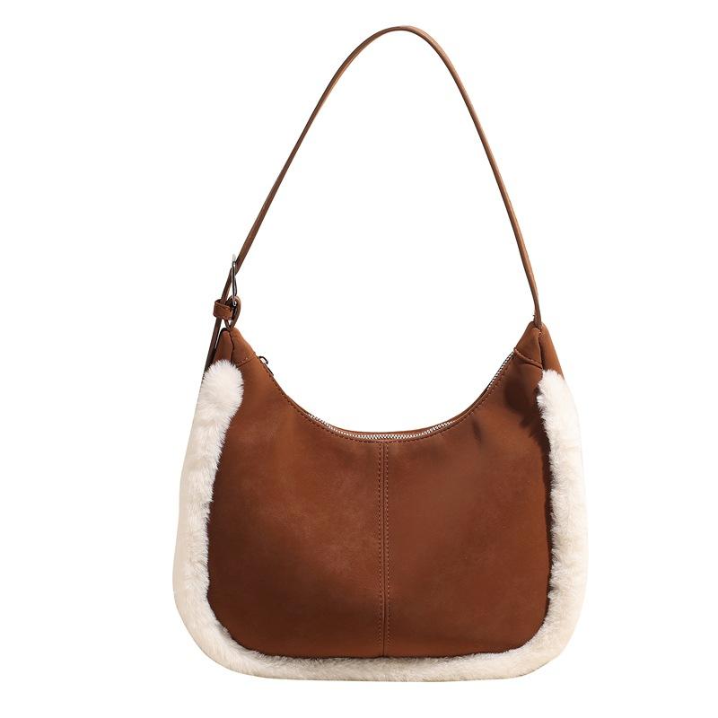 Large Capacity Lamb Wool Bag Women's 2025 New Autumn and Winter Retro Bucket Bag Commuter Suede Shoulder Messenger Bag