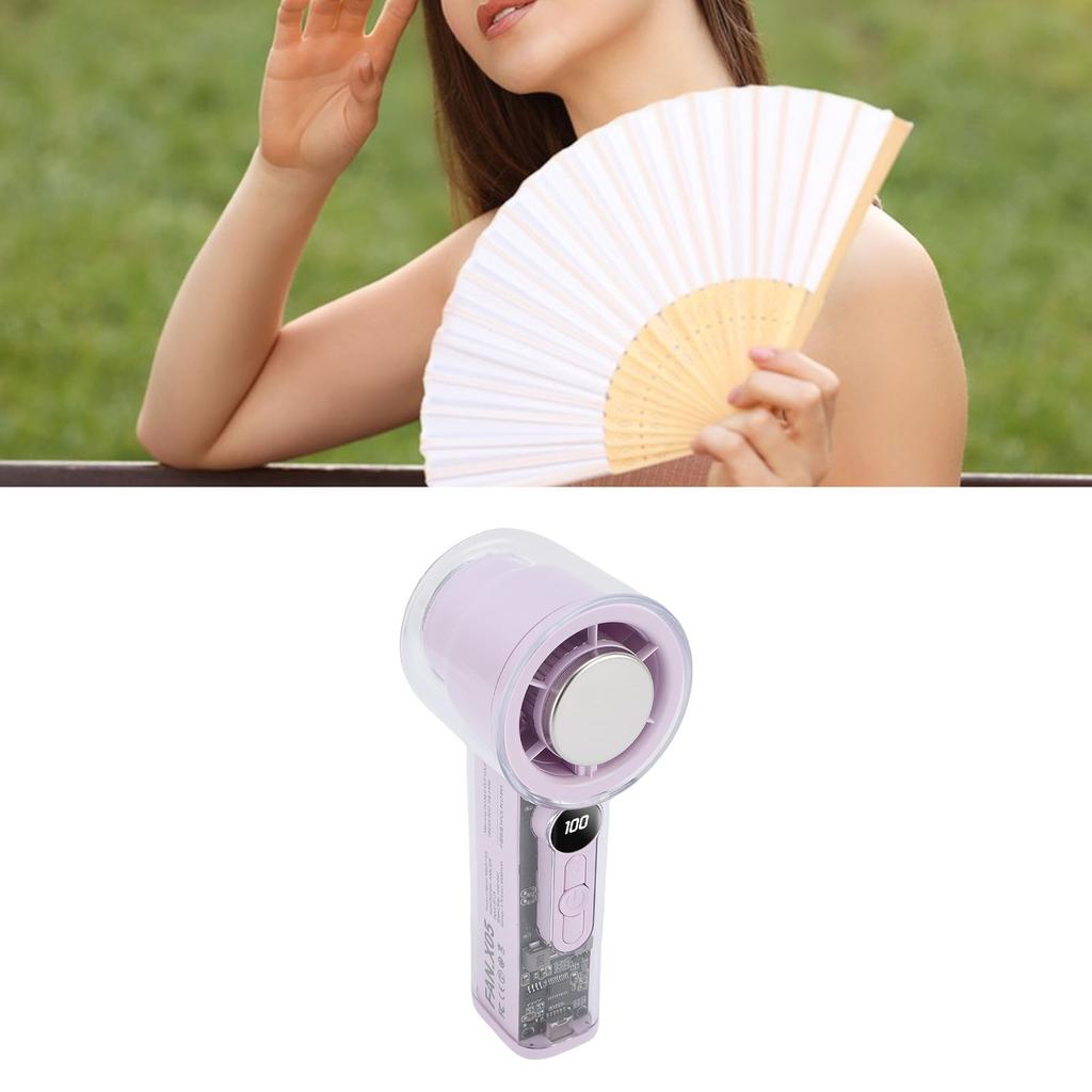 Portable Handheld   Fan Stepless Adjustment Digital Display Silent Small   Cooling Fan for Travel Beach Camping Home