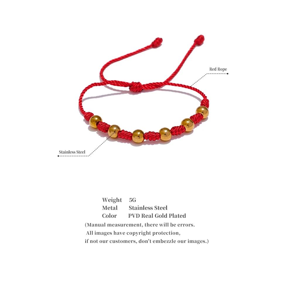 Eetit Unisex 7 Knots Lucky Handmade Woven Jewelry Gift Fashion Stainless Steel Beads Red Rope Braided Fate Wish Bracelet Bangle