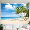 2D Clear Turquoise Ocean White Sand Seaside Vacation Wall Tapestry