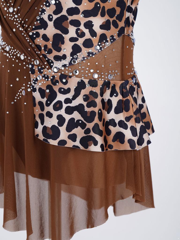 Kinder Mädchen Wettkampf-Body Ärmellos Verstellbare Träger Strass-Verzierung Patchwork Jumpsuit Eingearbeiteter Slip für Gymnastik Bühne