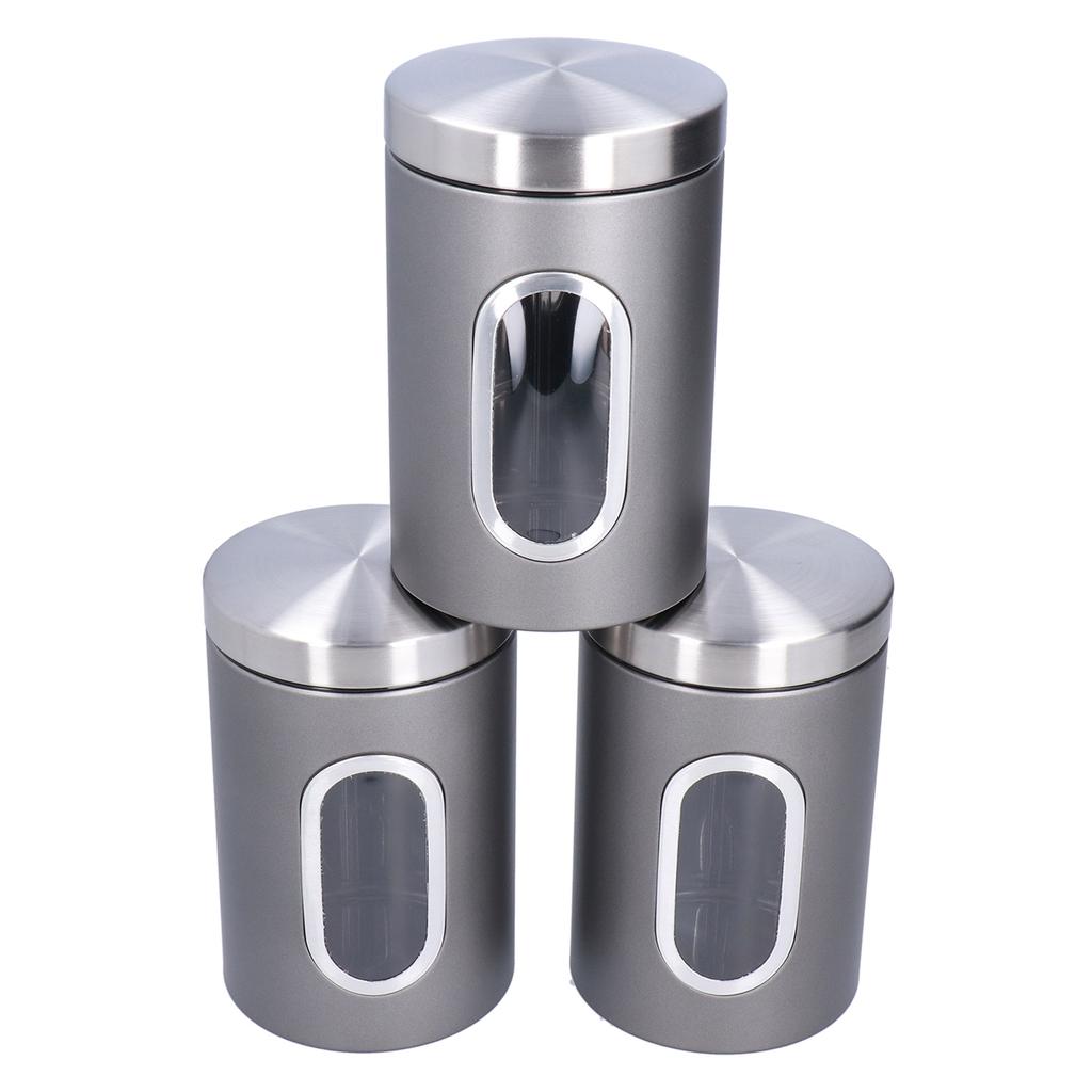 3 szt. Słoik do przechowywania Stal nierdzewna Pojemnik na żywność Herbatę Orzechy z okienkiem Trwały i o dużej pojemności dla
