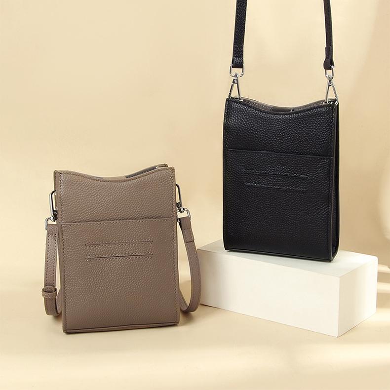 Japanese Genuine Leather Mobile Phone Bag New Simple Crossbody Shoulder Bag