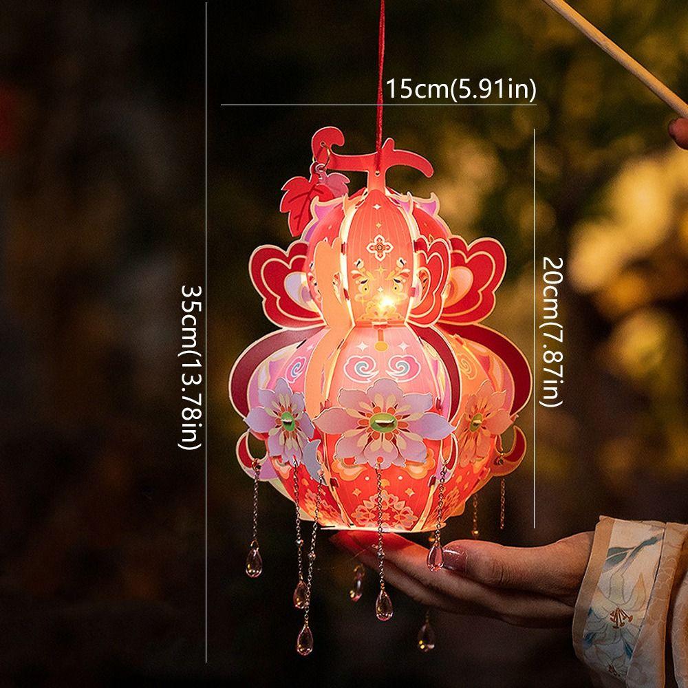 Chinese Style Portable Gourd Lantern PVC Antique Lantern LED Lantern Toys  Good Luck Gift