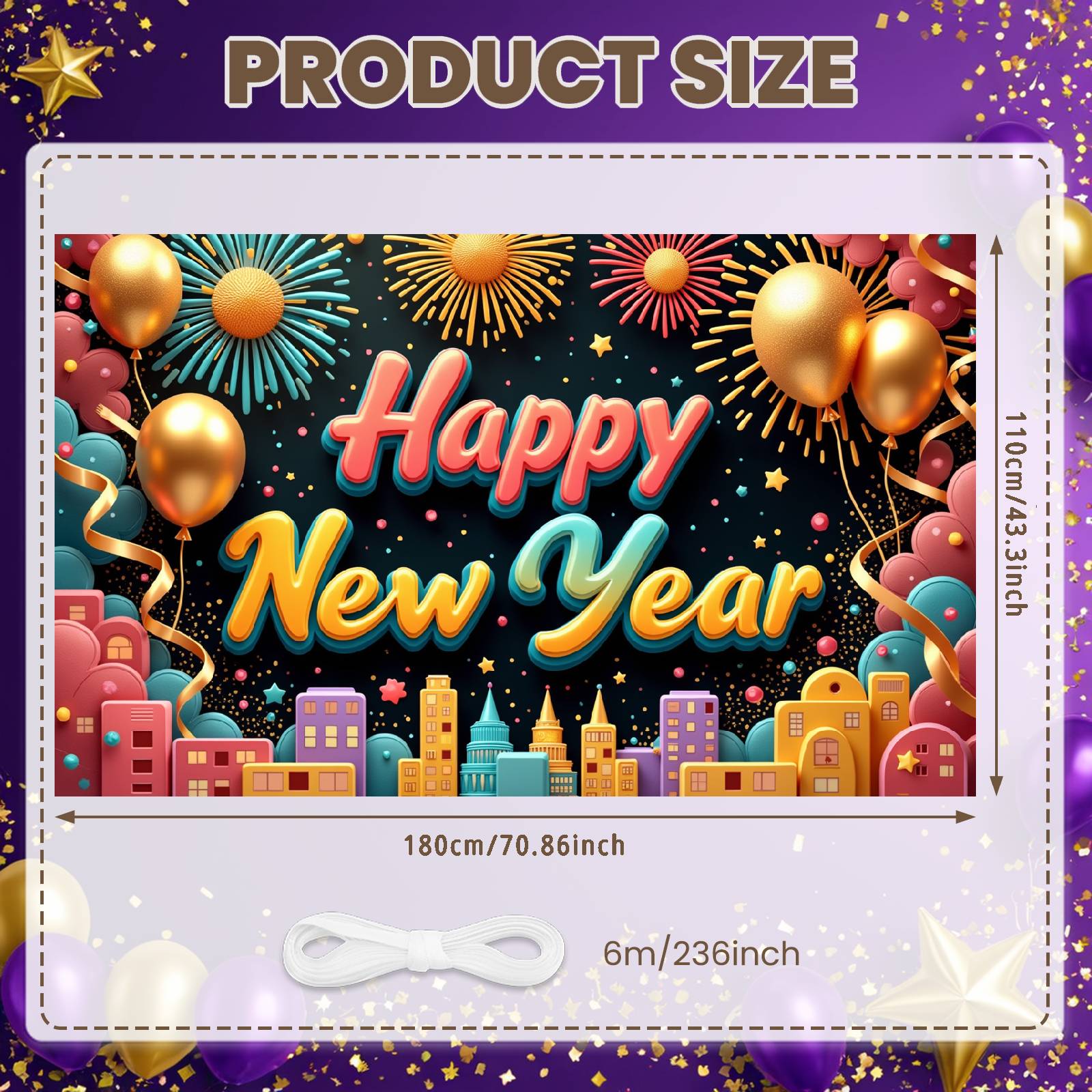 

New Year Backdrop Party Backdrop Happy New Year Banner Golden Balloons Celebration Display For New Year Party Home