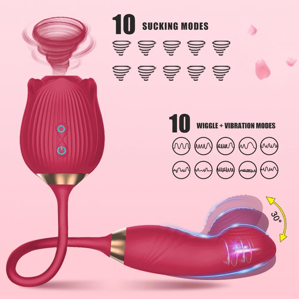 Clitoris Sucker Vibrator for Women Nipples Clit Stimulator Finger Wiggle G-Spot Masturbator Female Sex Toy