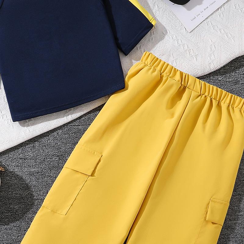 Mädchen Mode Set Sommer Kinder Kurz Slim Buchstaben Kurzarm T-Shirt Lässig Weitbeinige Hosen Zwei Sets