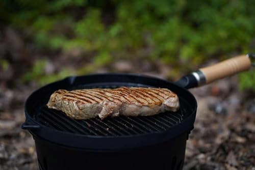 Ikenaga Iron Works Grill Pan with Wooden Handle, Induction and Gas Compatible, 26cm