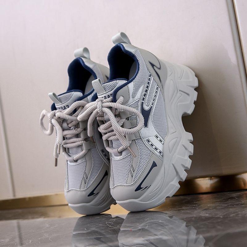 Autumn new mesh heightening sports shoes, small thick-soled dad shoes are super popular Hongjie 40