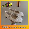 Retro flat bottom word with Mary Jane single shoes spring and summer new lace edge bow small leather shoes women