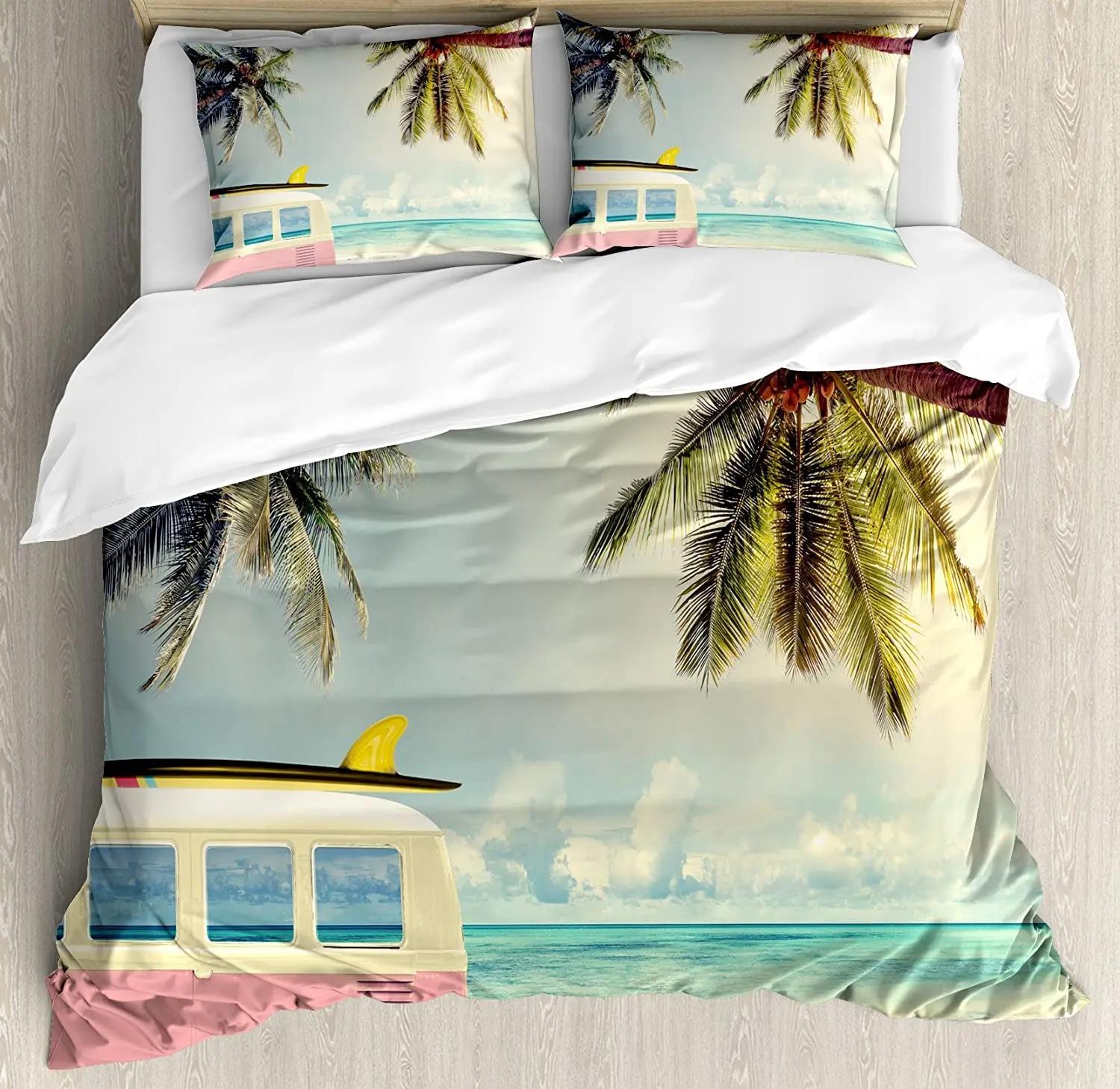 

SkinFriendly Warm Double Holiday Bus Landscape Prints Luxury Boys Girls Bed Size Quilt Comforter (quilt)-EU Single(135*200cm)3pcs