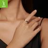 S925 Silver Mozzarella Diamond Ring, Neutral Wind Platinum Plated Luxury Ring Ring Msr007
