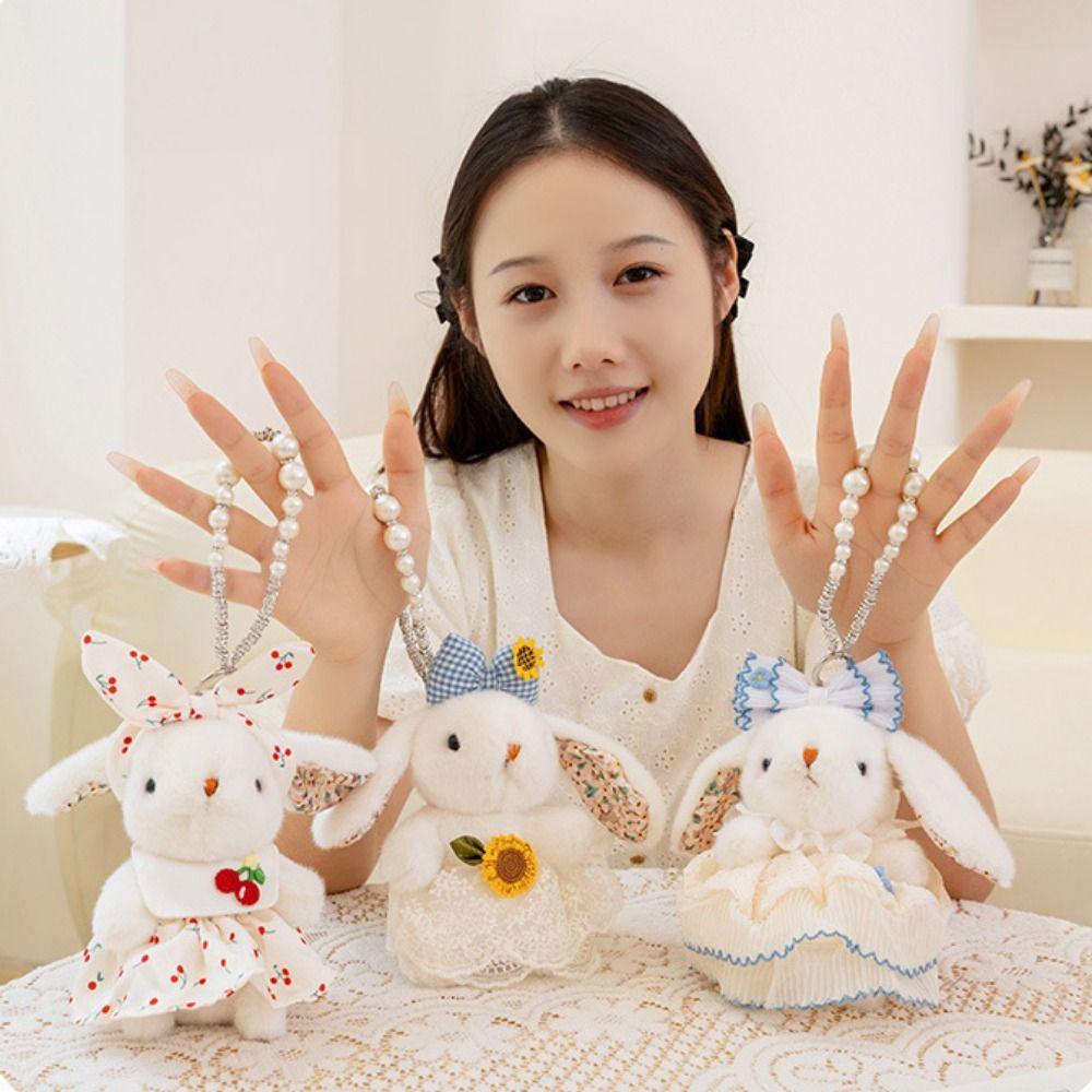 Bowknot Drooping Ear Rabbit Pendant Plush Stuffed Bag Hanging Pendant Plush Rabbit Keychain  Unisex