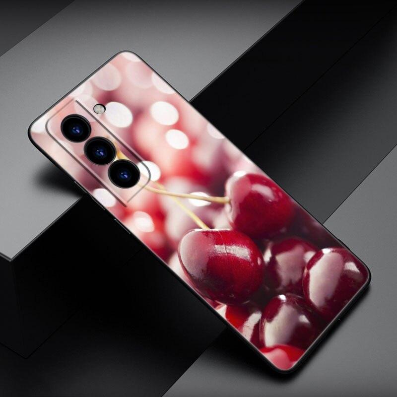 Summer Fruit Cherry Phone Case For Samsung Galaxy S22 Pro S21 S20 FE Ultra S10 Lite S10 S10E S9 S8 Plus Soft TPU Black Cover