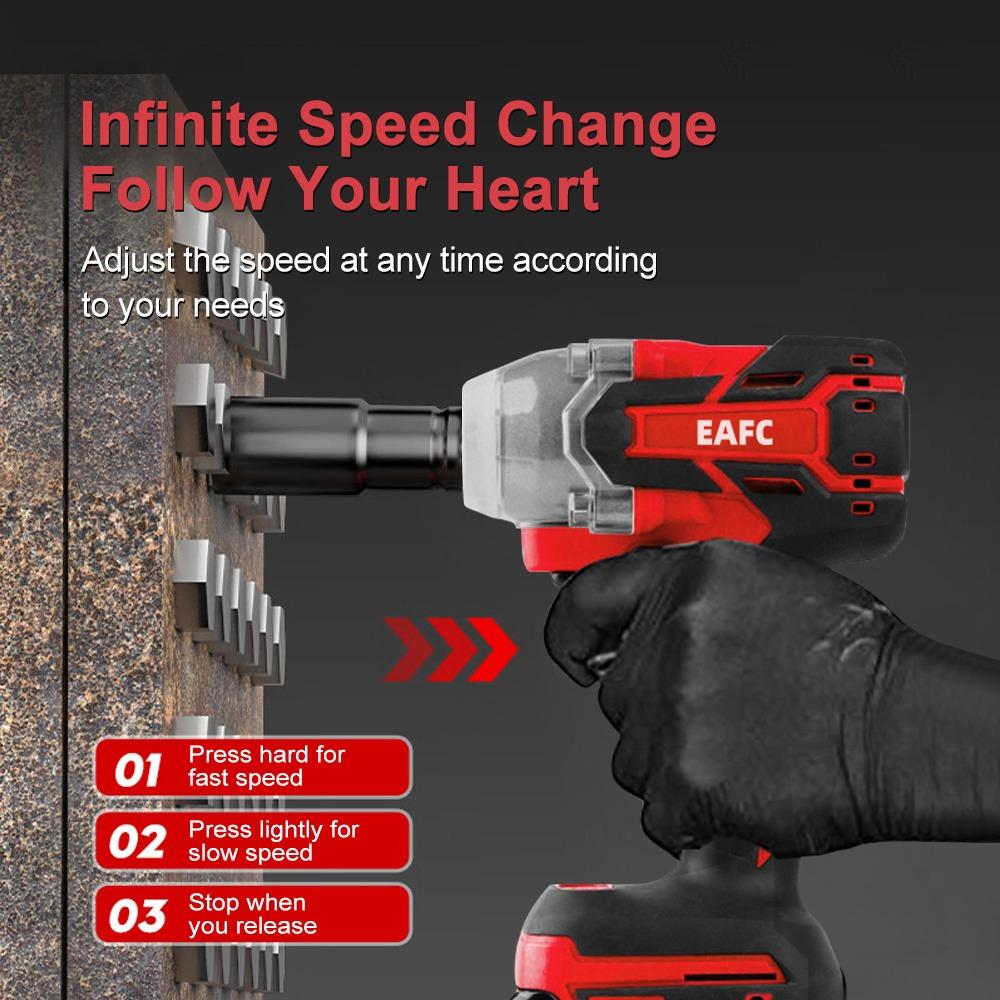 EAFC 21V Brushless Electric Wrench, Cordless Electric Wrench Set, 1/2 Inch Electric Wrench, Equipped with 3.0Ah Lithium Battery