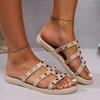 Fashion NEW Slippers Women Summer Outside New Rivet Crystal Shoes Jelly Shoes Women's Sandals Flat Bottomed Slippers Chanclas Mujer
