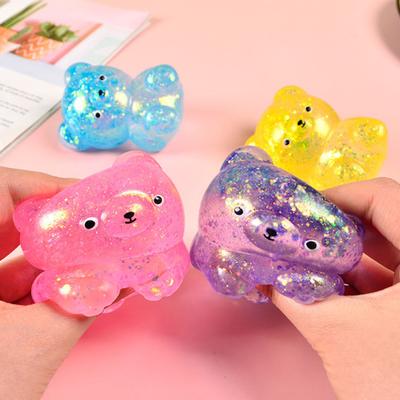 4/8Pcs Squeeze Bear Toys Mini Sequins Bear Figures Squeeze Ball Toy Finger Fidget