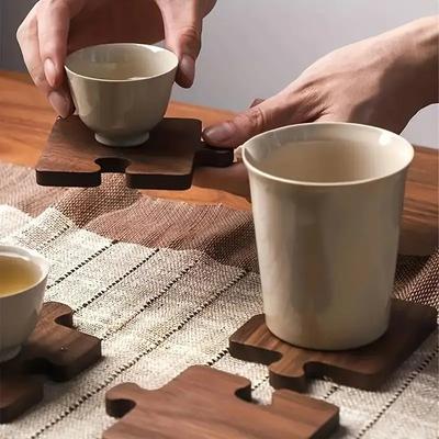 Rustikální Vintage dřevěné puzzle podložky Jídelní stůl Ambiance Dekorativní Tepelná izolace Protiopaření a protiskluzová podložka