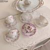 Floral Pattern Ceramic Cup&saucer Dining Table Gold-plated Coffee Mug Milk Tea Cup Afternoon Tea Teacup Fruit Juice Container
