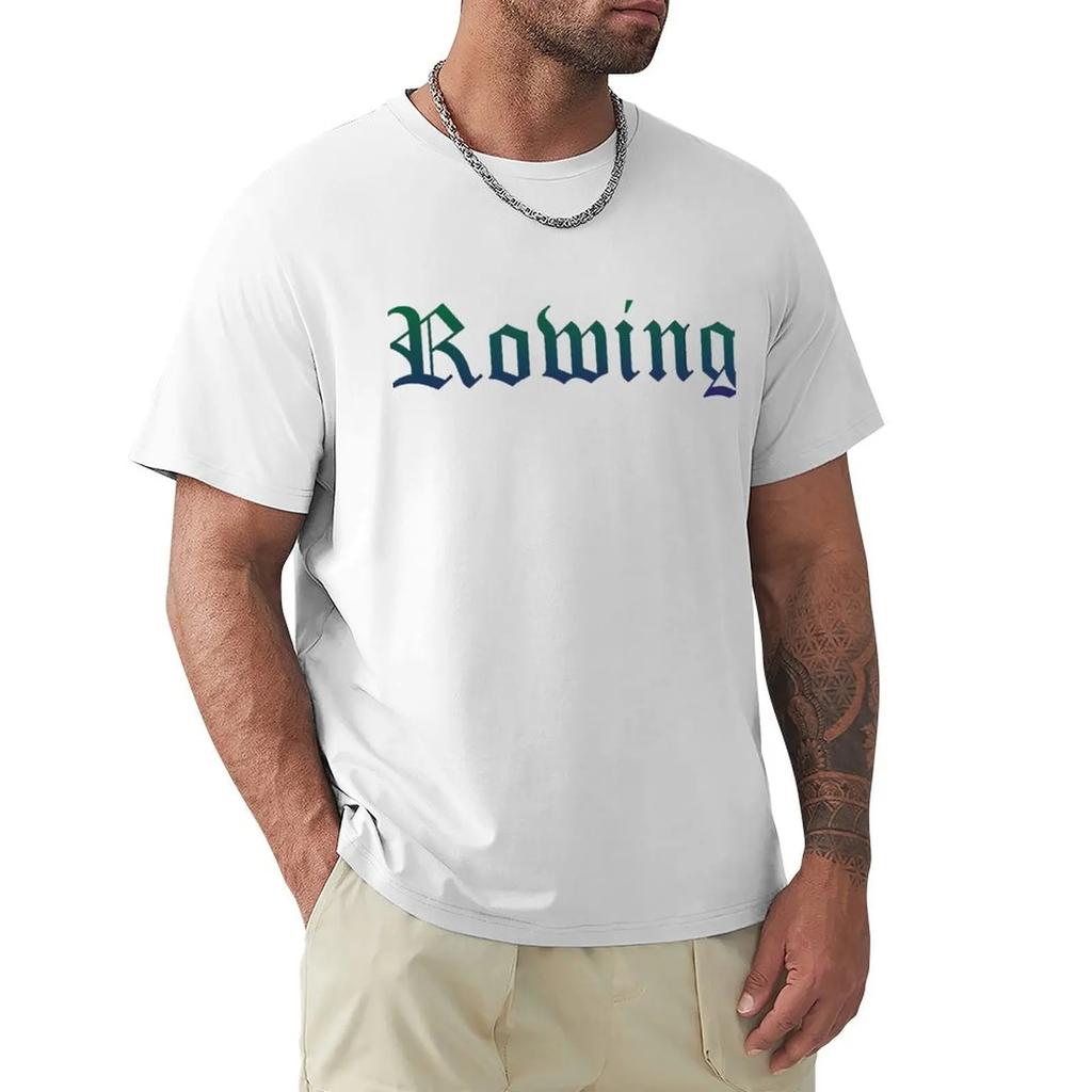 Rowing Gradient Text T-shirt Short sleeve tee blanks tees white t shirts