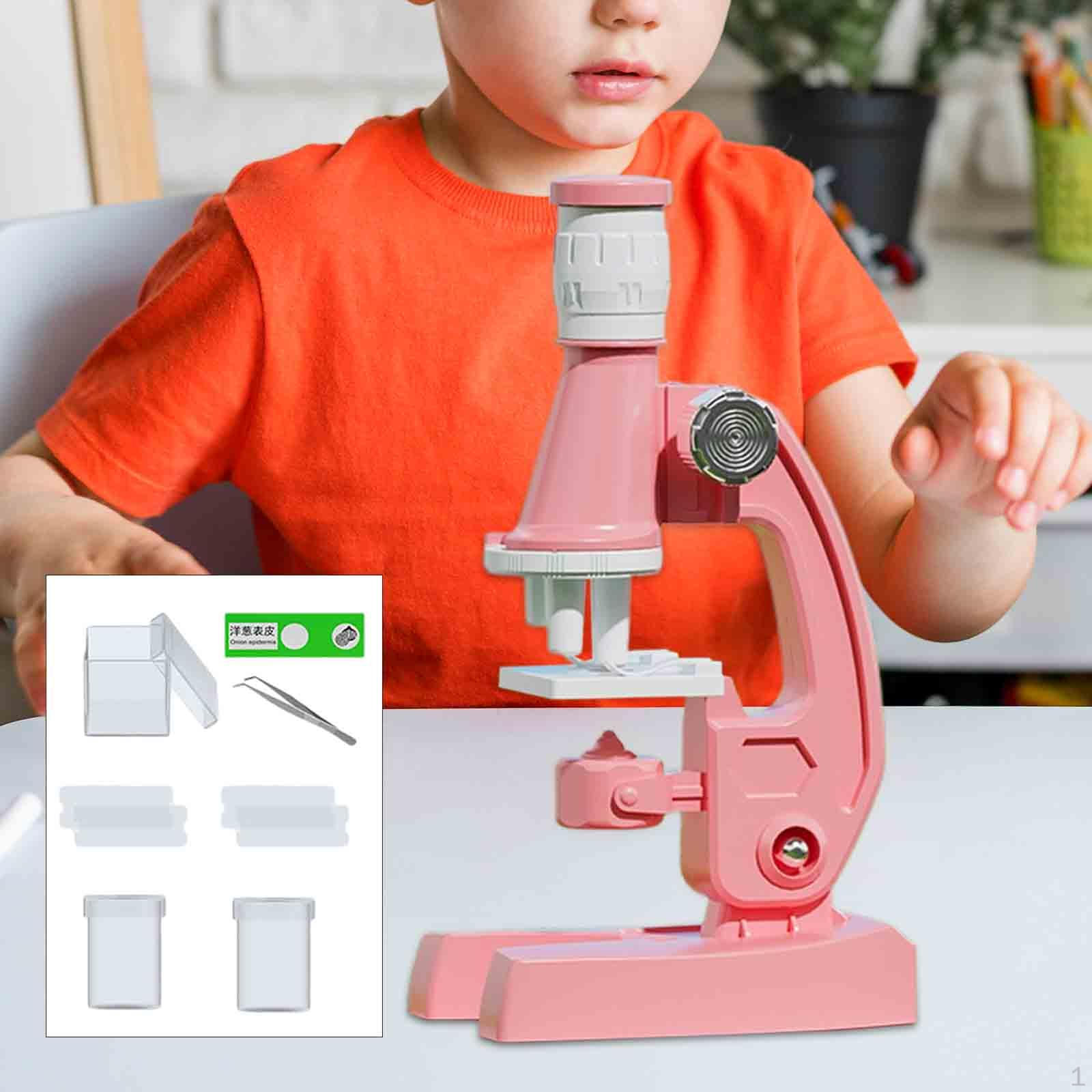 

Компактний дитячий мікроскоп зі 120-кратною оптичною лупою для навчання рожевий