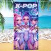 Ręcznik plażowy K-POP Girl Group Future Warrior Gear Cyberpunk, Ultracienka mikrofibra, Duży szybkoschnący ręcznik bez piasku na plażę