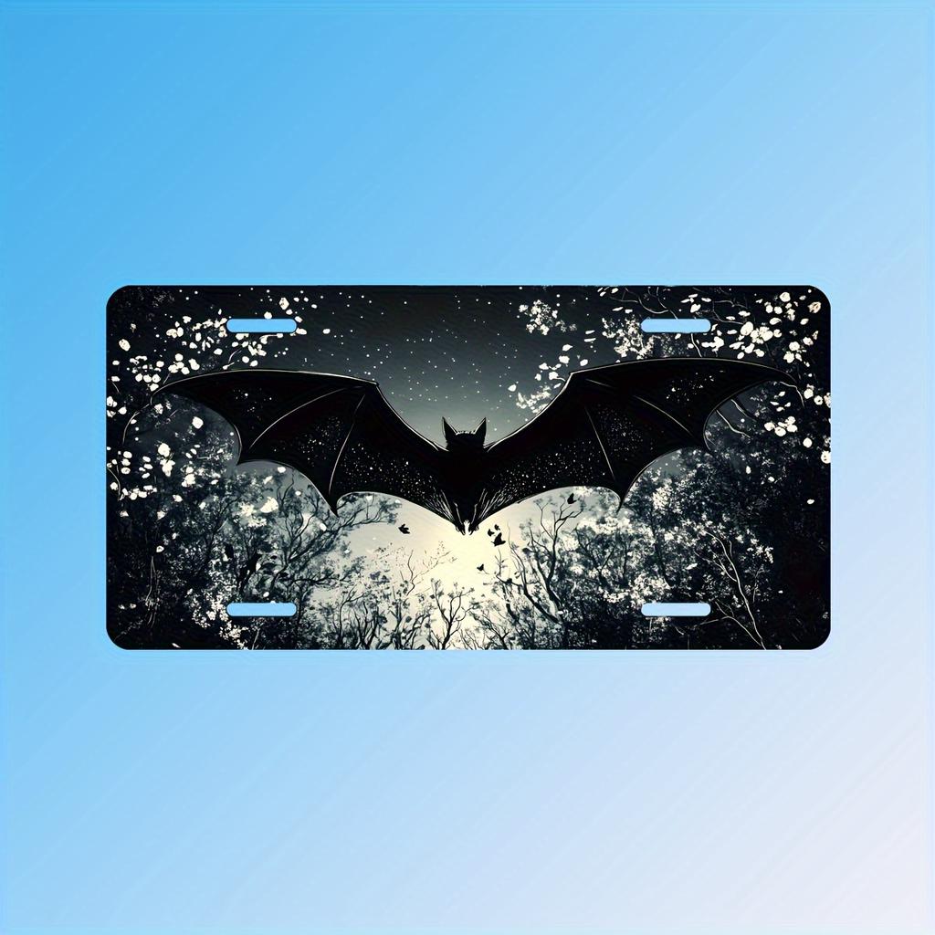 D Flat D Flat Gothic Style Bat License Plate Heavyduty Car and Home Decor with Bat Wing Design ScratchResistant and Fade