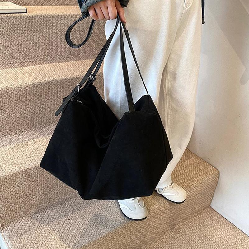Yogodlns Autumn Winter Big Boston Luxury Designer Tote Soft Matte Suede Leather Women Handbag Female Shoulder Crossbody Bag