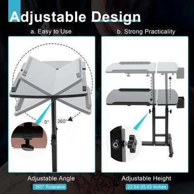 Verstellbarer Tattoo-Tisch mit Rädern, Robuste mobile Werkbankstation für Tätowierer, Heimstudio & Kosmetikstudio