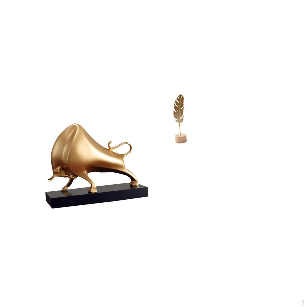 Abstract Ox Sculpture Metal Cattle Figurine Nordic Creative Tabletop Ornament for Home Desk Living