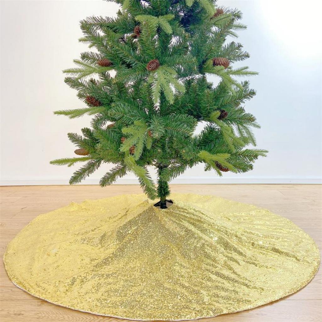 Gold Christmas Tree Skirt Sequences Tree Skirts Velvet Xmas Tree Skirt Embroidered Sequin Tree Mat Golden Glitter Tree Skirts Cover For Merr